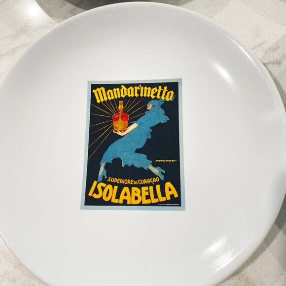 Pottery Barn  VINTAGE POSTERS Set of 4 Plates Canape Cocktail 8"  Appetizer - Picture 4 of 8